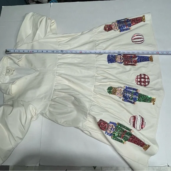 Fantastic Fawn cream Tiered  Sequin Dress Size S. Christmas party. Nutcrackers. - Picture 11 of 12